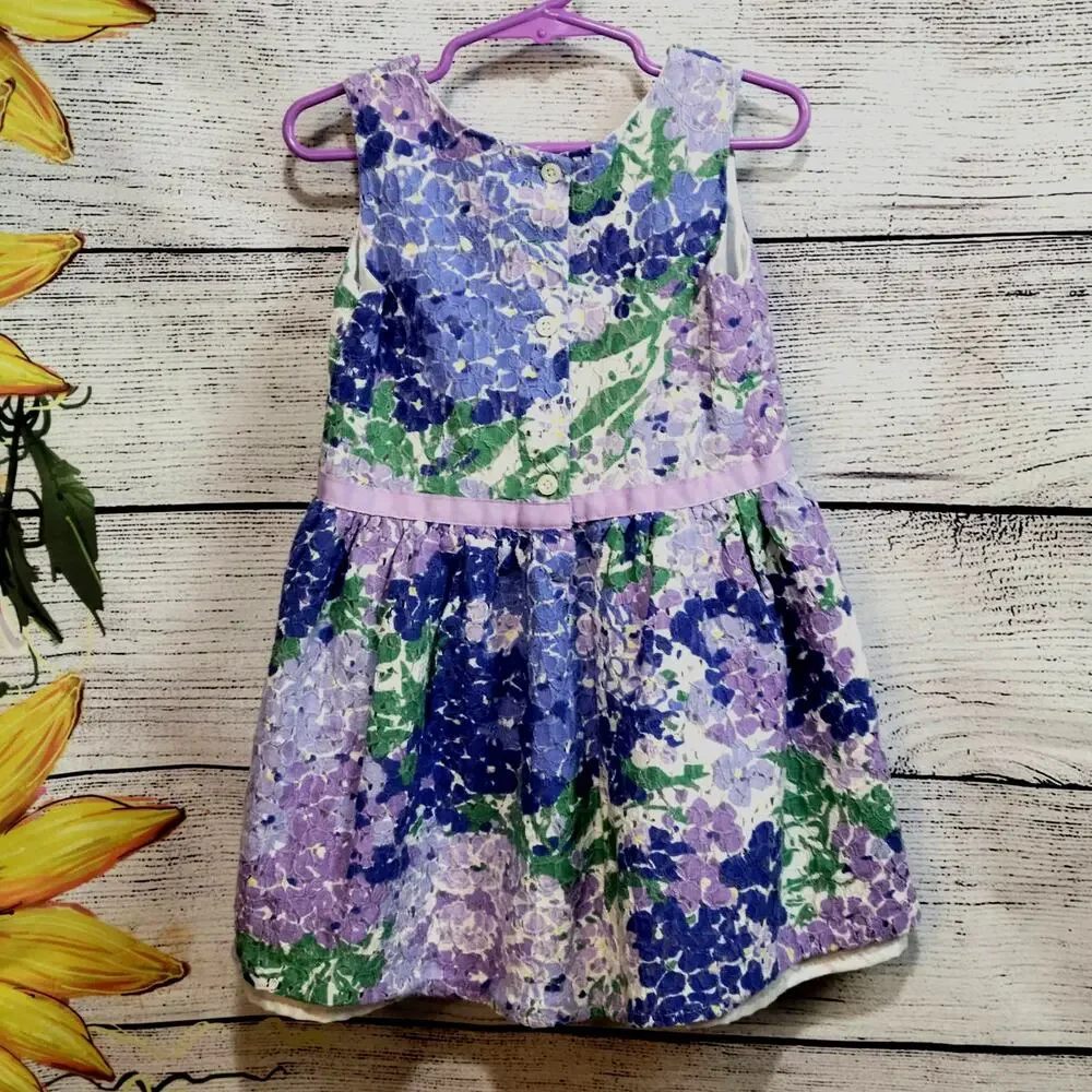 Children's Place Purple Floral Print‎ Lace Dress Size 4T